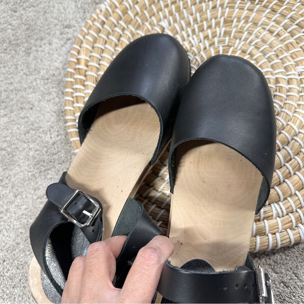 Lotta from Stockholm Women’s Highwood Mary Jane Leather Clogs in Black EU 42 - Picture 12 of 15